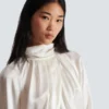 Draped silk blouse