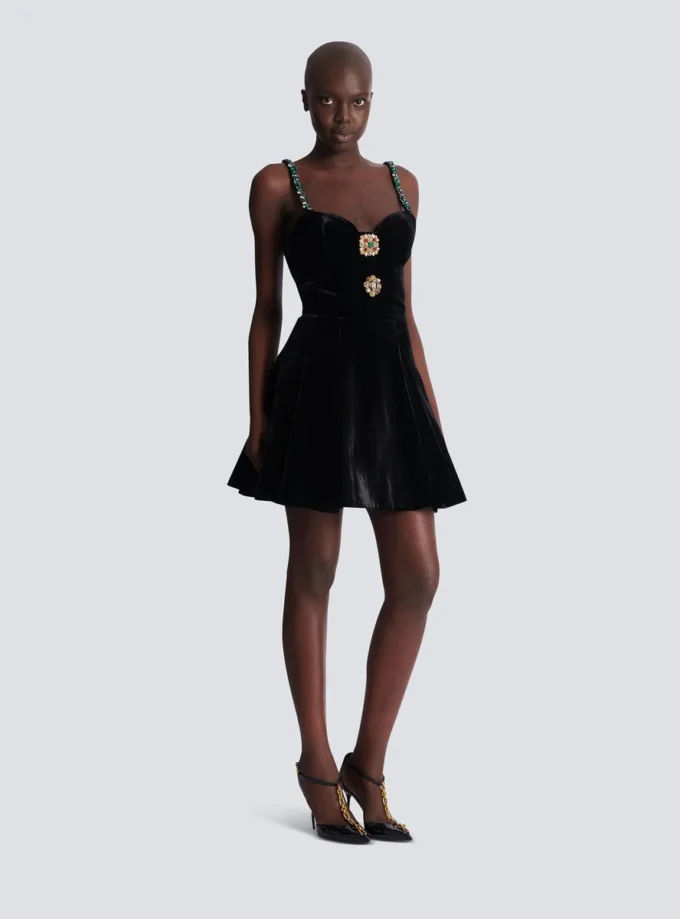 Embellished strappy velvet dress Embellished strappy velvet dress
