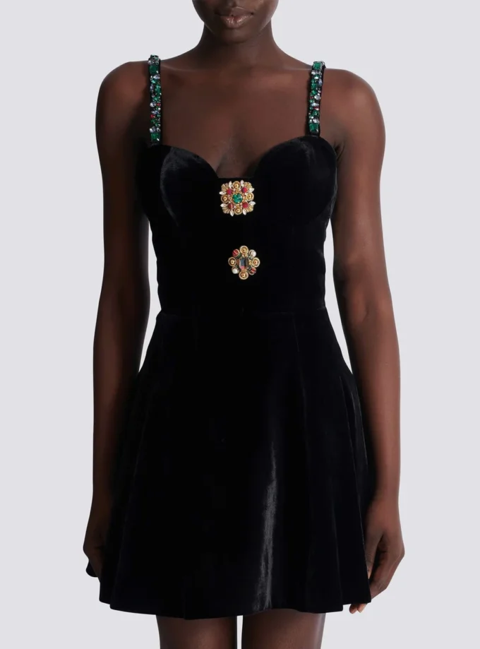 Embellished strappy velvet dress Embellished strappy velvet dress