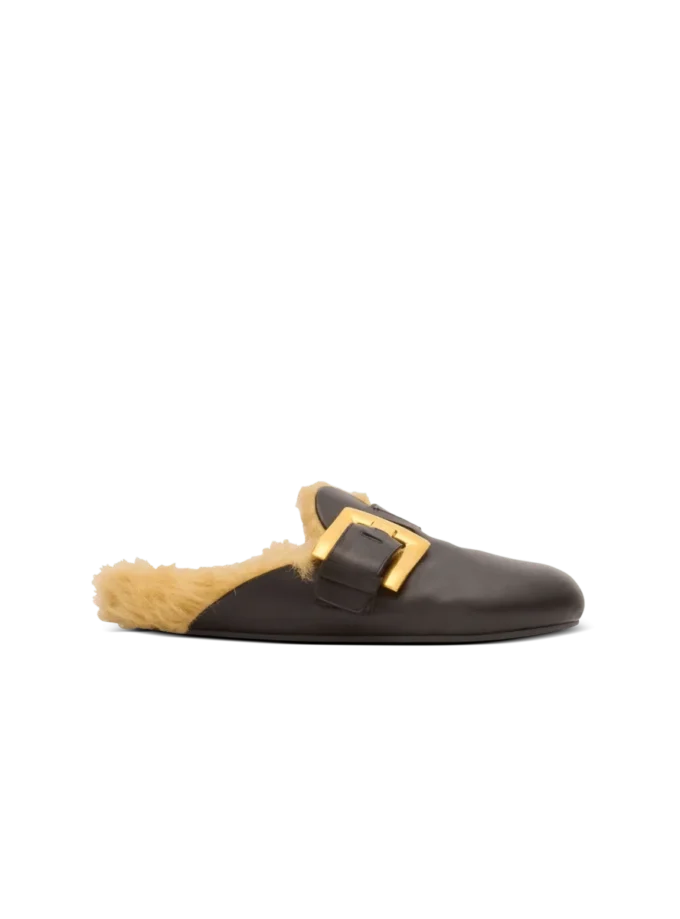 Faux fur-lined mules