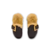 Faux fur-lined mules