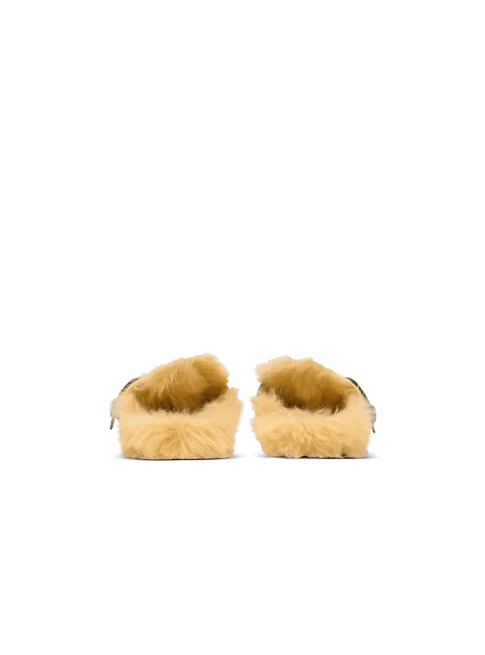 Faux fur-lined mules
