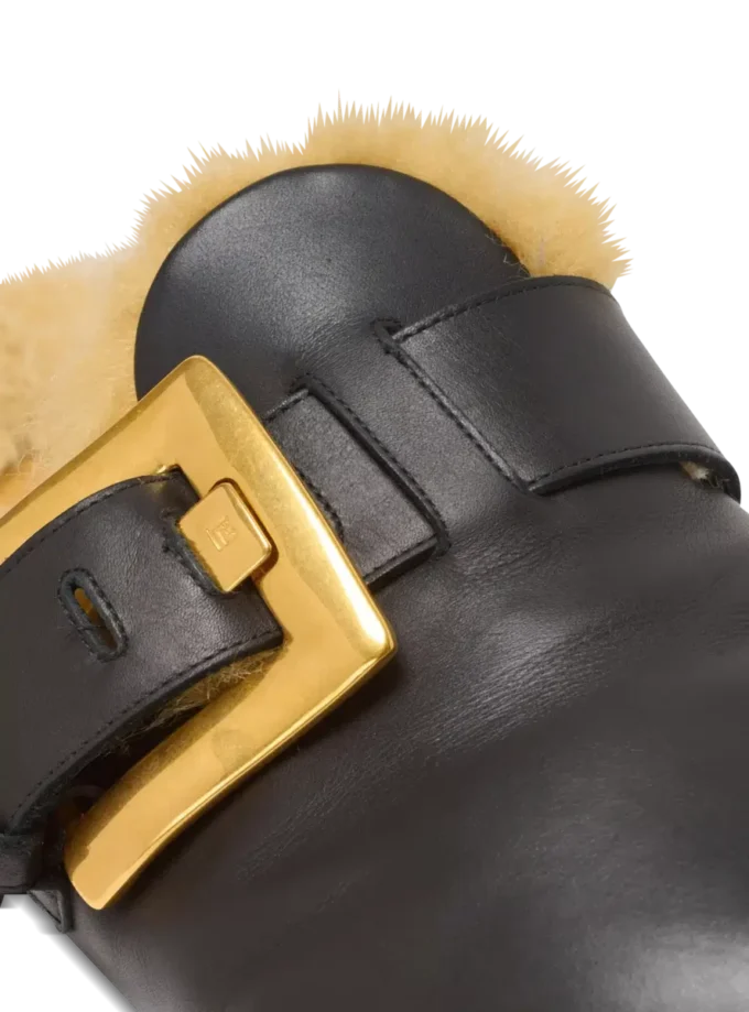 Faux fur-lined mules
