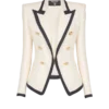 Fitted two-tone basketweave jacket