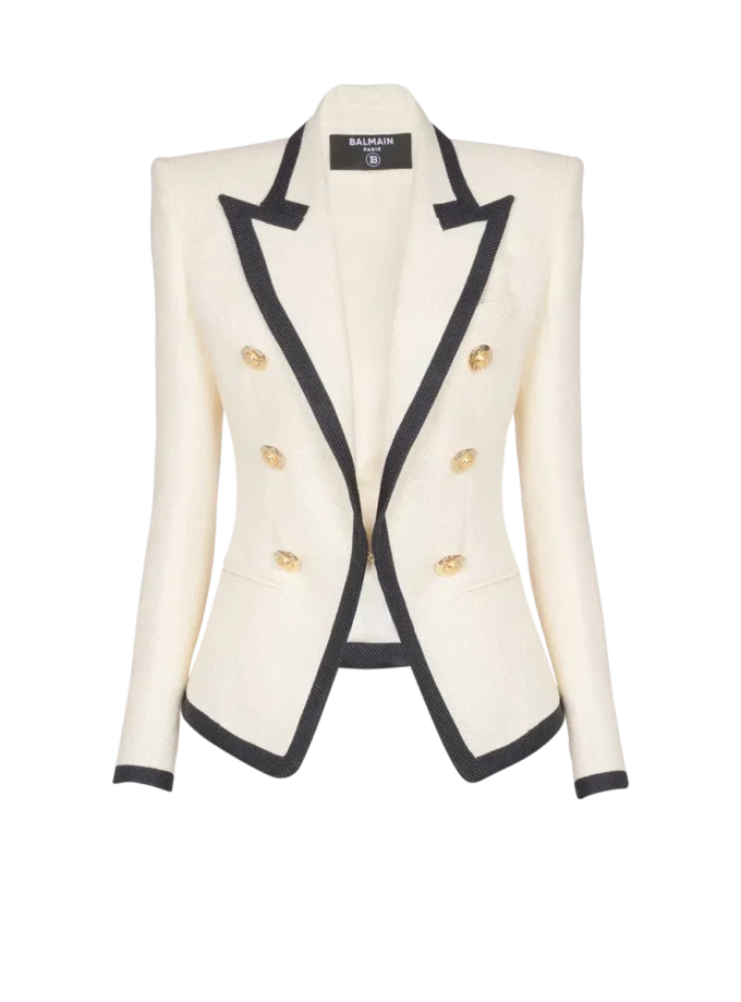 Fitted two-tone basketweave jacket