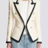 Fitted two-tone basketweave jacket
