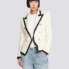 Fitted two-tone basketweave jacket