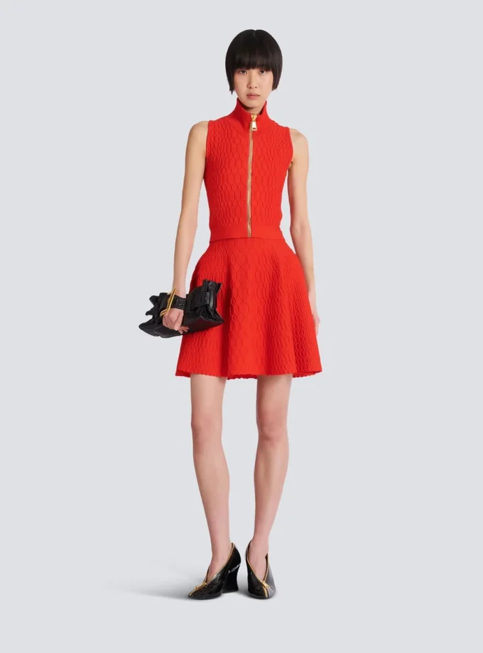 Flared crocodile-knit skirt Flared crocodile-knit skirt