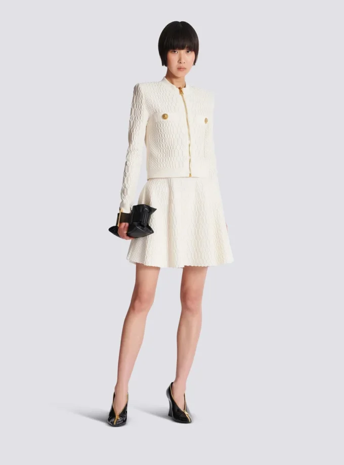Flared crocodile-knit skirt Flared crocodile-knit skirt