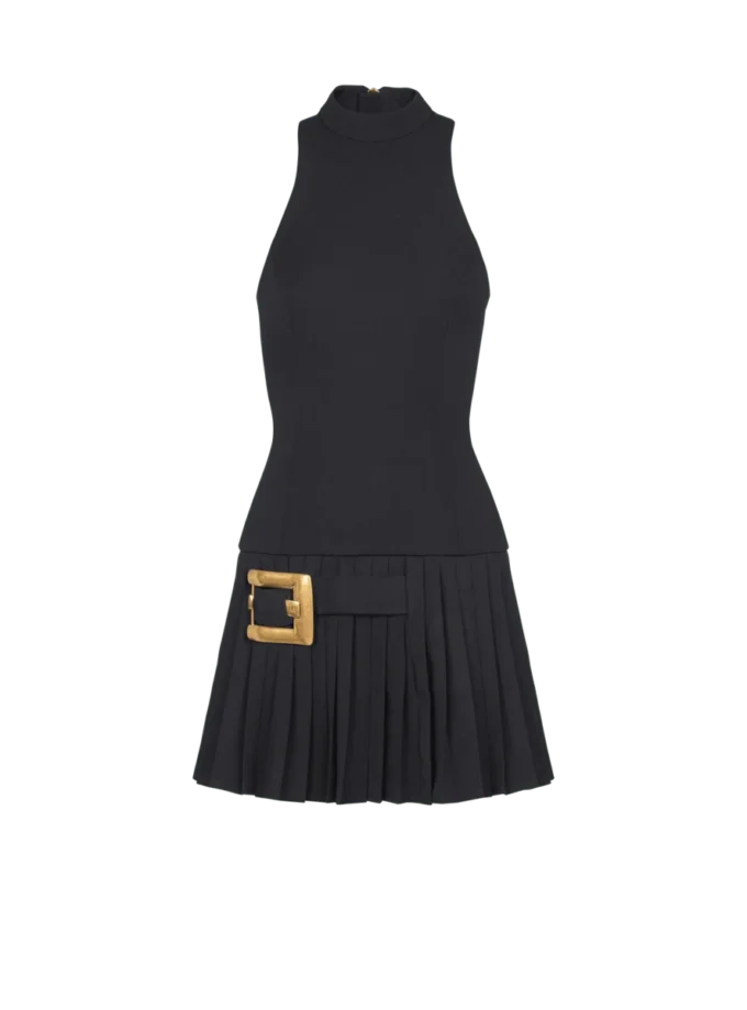 Flared grain de poudre dress with belt detail Flared grain de poudre dress with belt detail