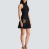 Flared grain de poudre dress with belt detail Flared grain de poudre dress with belt detail