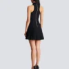 Flared grain de poudre dress with belt detail Flared grain de poudre dress with belt detail