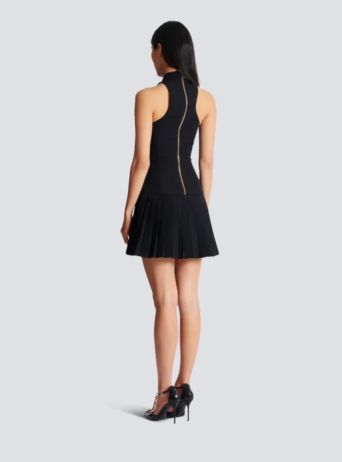 Flared grain de poudre dress with belt detail Flared grain de poudre dress with belt detail