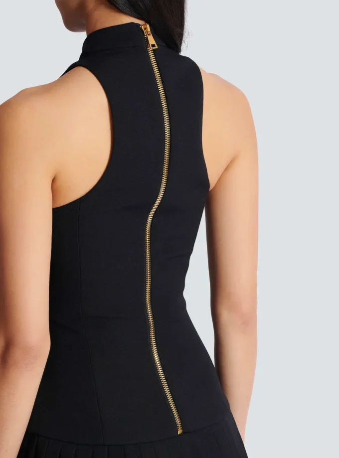 Flared grain de poudre dress with belt detail Flared grain de poudre dress with belt detail