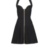 Flared halterneck dress in crocodile knit Flared halterneck dress in crocodile knit
