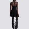 Flared halterneck dress in crocodile knit Flared halterneck dress in crocodile knit