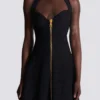 Flared halterneck dress in crocodile knit Flared halterneck dress in crocodile knit