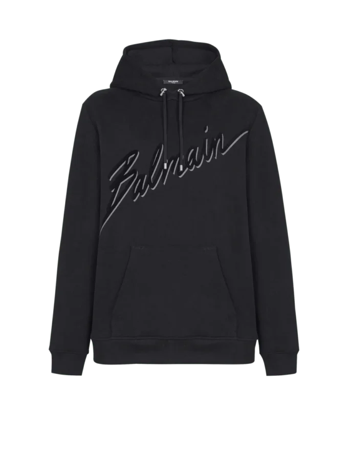Flocked Balmain Letter hoodie Flocked Balmain Letter hoodie