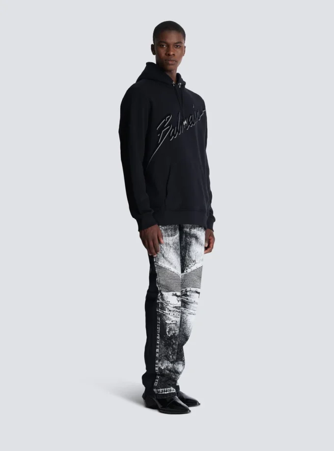 Flocked Balmain Letter hoodie Flocked Balmain Letter hoodie