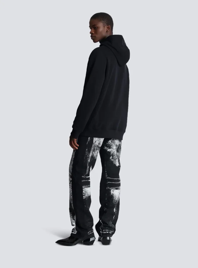 Flocked Balmain Letter hoodie Flocked Balmain Letter hoodie