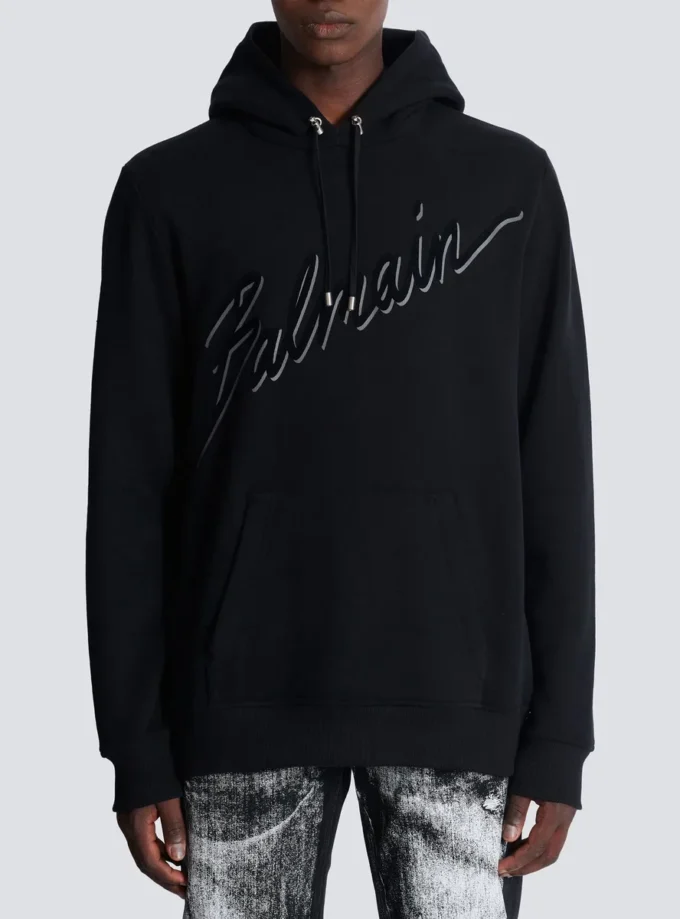 Flocked Balmain Letter hoodie Flocked Balmain Letter hoodie