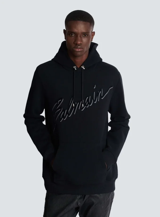 Flocked Balmain Letter hoodie Flocked Balmain Letter hoodie