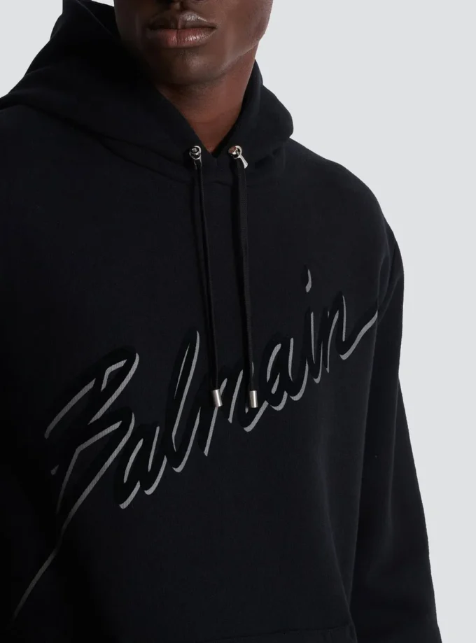 Flocked Balmain Letter hoodie Flocked Balmain Letter hoodie