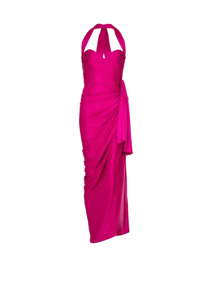 Flowing draped interlock jersey dress