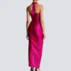 Flowing draped interlock jersey dress