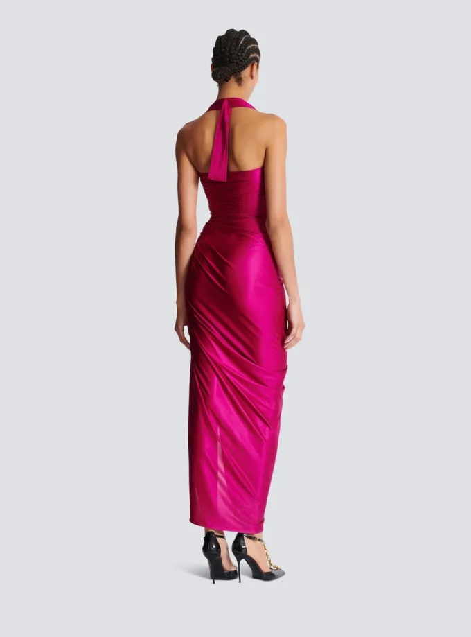 Flowing draped interlock jersey dress