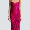 Flowing draped interlock jersey dress