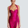 Flowing draped interlock jersey dress