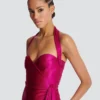Flowing draped interlock jersey dress