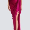 Flowing draped interlock jersey dress