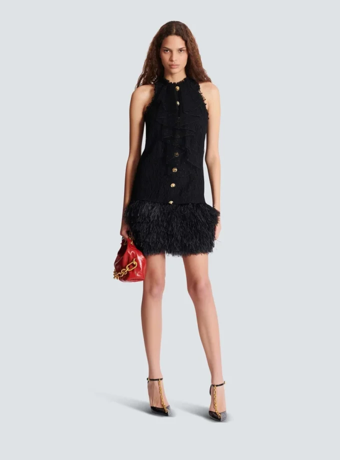 Flowing lace and feather dress Flowing lace and feather dress