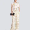 Flowing printed silk trousers with Balmain Chains pattern
