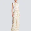 Flowing printed silk trousers with Balmain Chains pattern