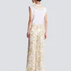 Flowing printed silk trousers with Balmain Chains pattern