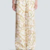Flowing printed silk trousers with Balmain Chains pattern
