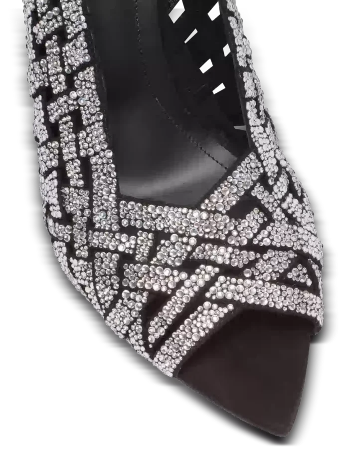 Fringed suede and rhinestone sandals