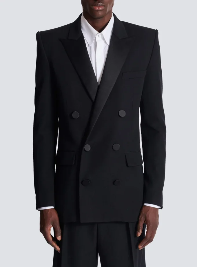 Grain de poudre blazer with satin lapels Grain de poudre blazer with satin lapels