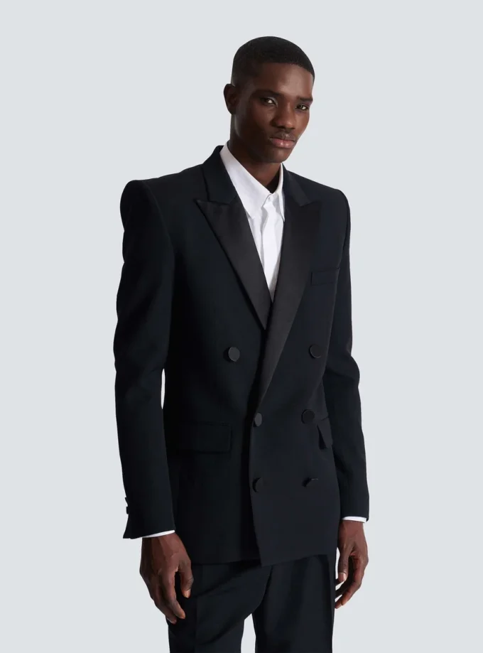 Grain de poudre blazer with satin lapels Grain de poudre blazer with satin lapels