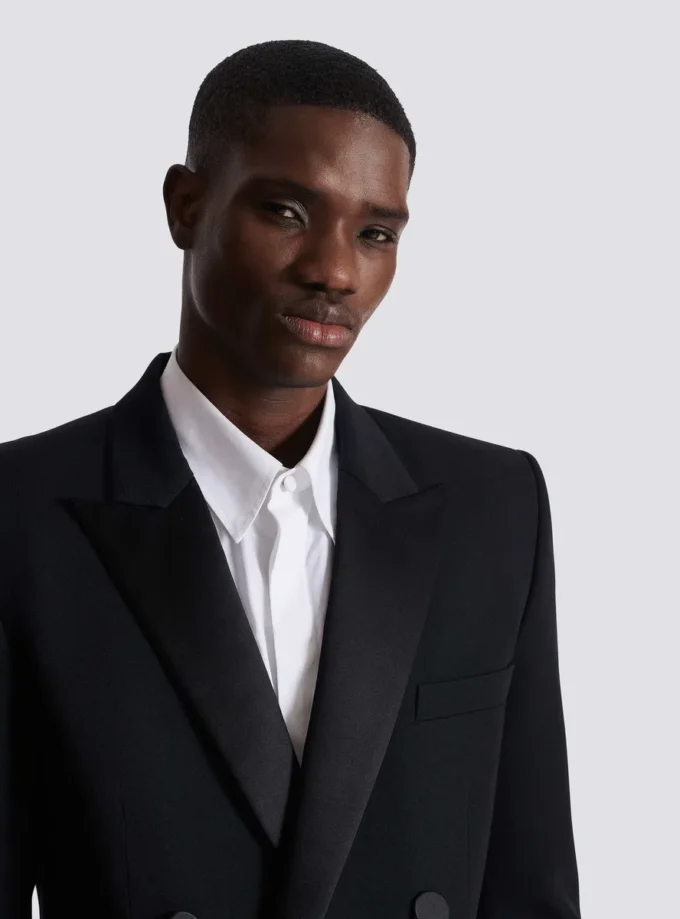 Grain de poudre blazer with satin lapels Grain de poudre blazer with satin lapels