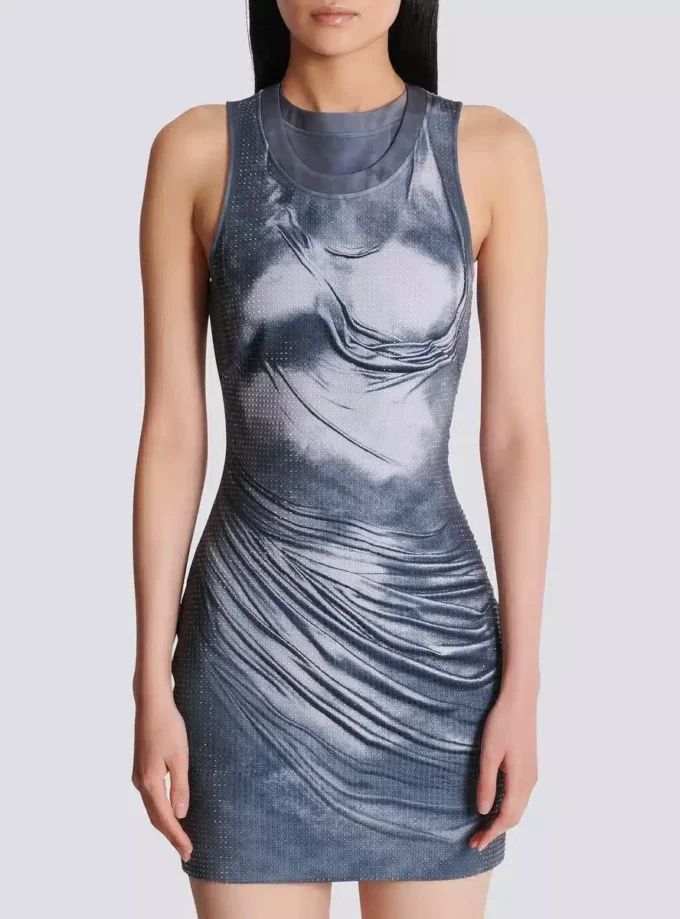 Halterneck draped trompe-l’œil strass dress Halterneck draped trompe-l’œil strass dress