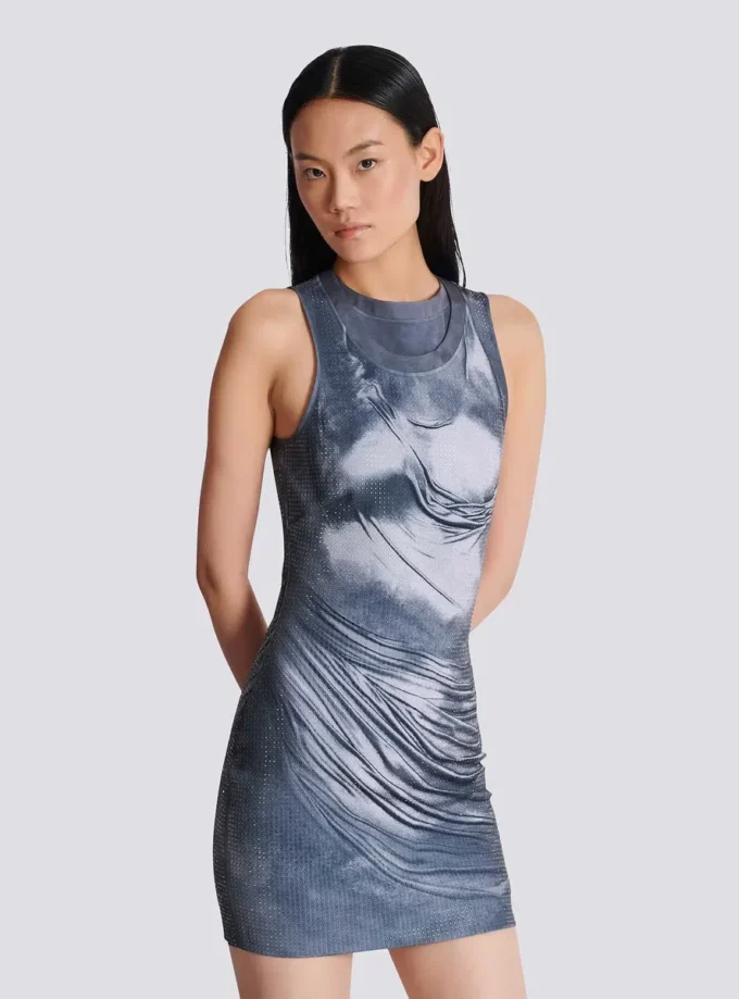 Halterneck draped trompe-l’œil strass dress Halterneck draped trompe-l’œil strass dress