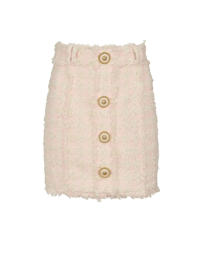 High-waist buttoned tweed mini skirt High-waist buttoned tweed mini skirt