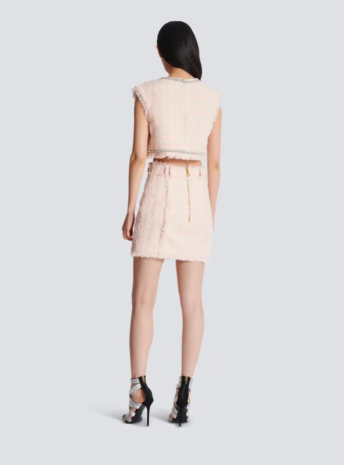 High-waist buttoned tweed mini skirt High-waist buttoned tweed mini skirt
