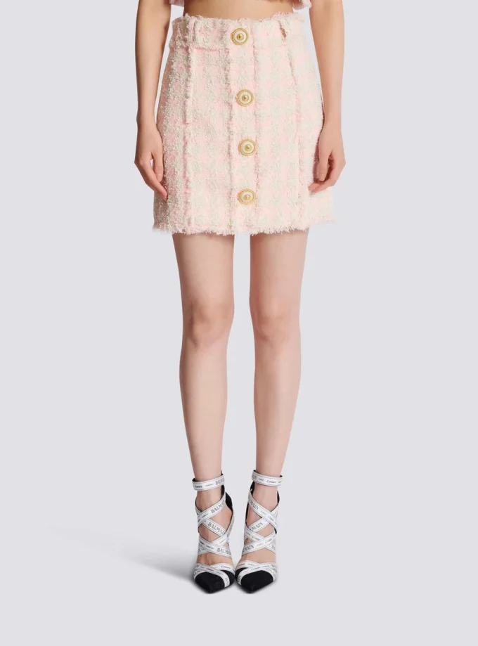 High-waist buttoned tweed mini skirt High-waist buttoned tweed mini skirt