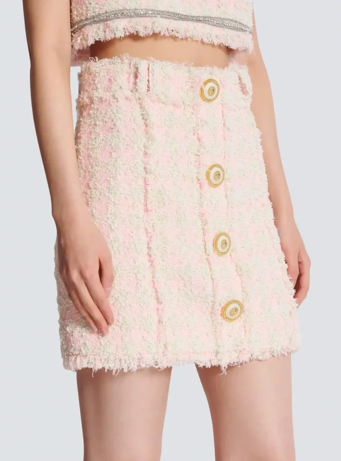 High-waist buttoned tweed mini skirt High-waist buttoned tweed mini skirt