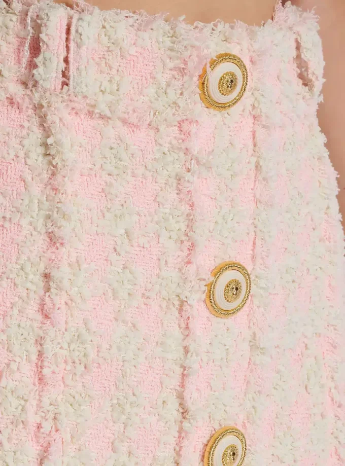 High-waist buttoned tweed mini skirt High-waist buttoned tweed mini skirt